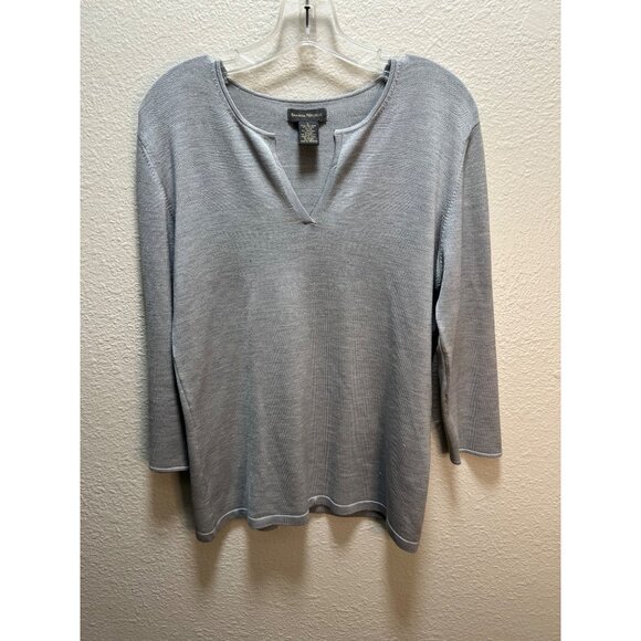 Banana Republic Womens Light Gray V-Neck Knit Sweater 3/4 Sleeves L - Picture 4 of 5